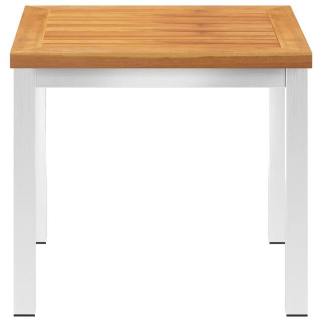 Berkfield Home Garden Side Table 45x45x38 cm Solid Acacia Wood & Stainless Steel in Brown - Size: 45 x 45 x 38 cm - image 1