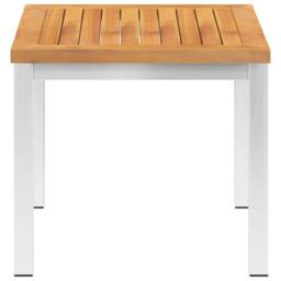 Berkfield Home Garden Side Table 45x45x38 cm Solid Acacia Wood & Stainless Steel in Brown - Size: 45 x 45 x 38 cm - thumbnail 3