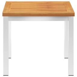 Berkfield Home Garden Side Table 45x45x38 cm Solid Acacia Wood & Stainless Steel in Brown - Size: 45 x 45 x 38 cm - thumbnail 1
