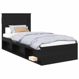 Berkfield Home Bed Frame with Headboard Black 75 x 190 cm Solid Pine Wood - thumbnail 2