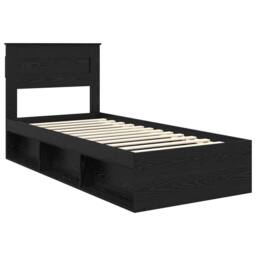 Berkfield Home Bed Frame with Headboard Black 75 x 190 cm Solid Pine Wood - thumbnail 4