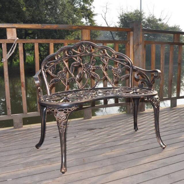 SPETLEK Aluminium Bench Metal Chair Outdoor Seat in Brown - Size: 0.6m2 - image 1