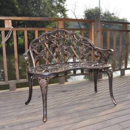 SPETLEK Aluminium Bench Metal Chair Outdoor Seat in Brown - Size: 0.6m2 - thumbnail 1