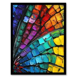 "Artery8 Dragonfly Wing Close Up Colourful Oil Painting Framed Art Print - Size: W12"" x H16""" - thumbnail 1