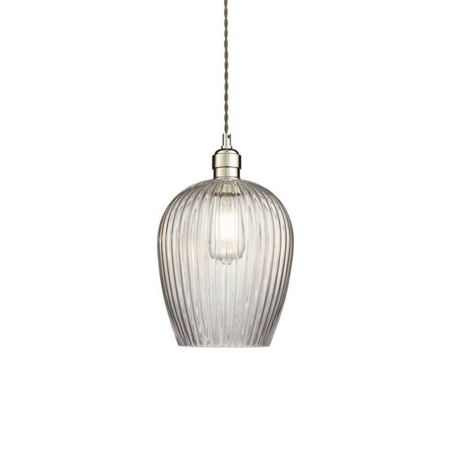 Netlighting Livorno Dome Pendant Ribbed Glass in Grey - image 1