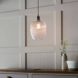 Netlighting Livorno Dome Pendant Ribbed Glass in Grey - thumbnail 3