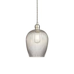 Netlighting Livorno Dome Pendant Ribbed Glass in Grey - thumbnail 1