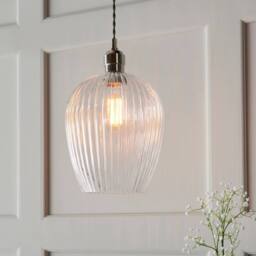 Netlighting Livorno Dome Pendant Ribbed Glass in Grey - thumbnail 2
