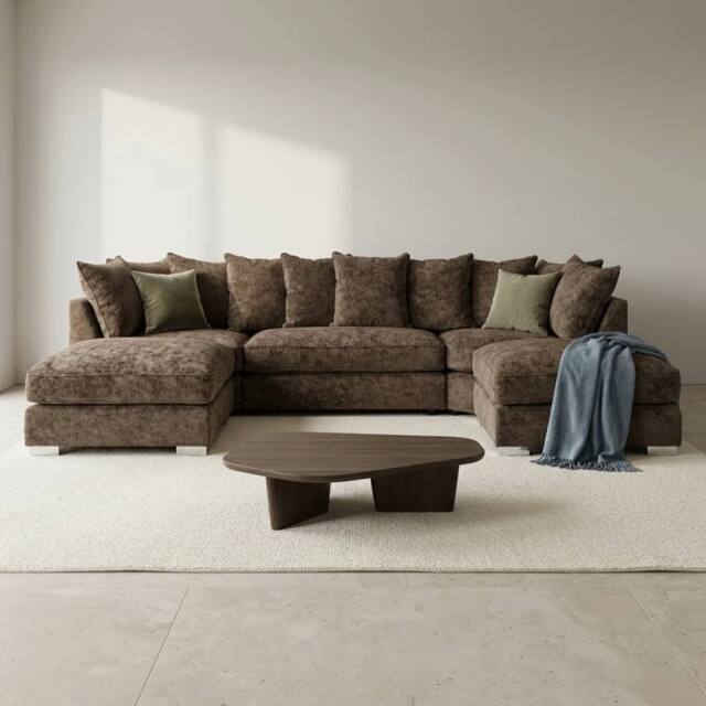 Home & Love Bishop U Shape Cinema Sofa Scatterback Corner Sofa - Alaska Chocolate in Brown - image 1