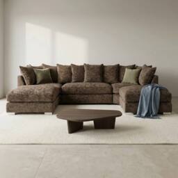 Home & Love Bishop U Shape Cinema Sofa Scatterback Corner Sofa - Alaska Chocolate in Brown - thumbnail 1