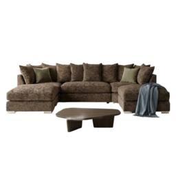 Home & Love Bishop U Shape Cinema Sofa Scatterback Corner Sofa - Alaska Chocolate in Brown - thumbnail 2