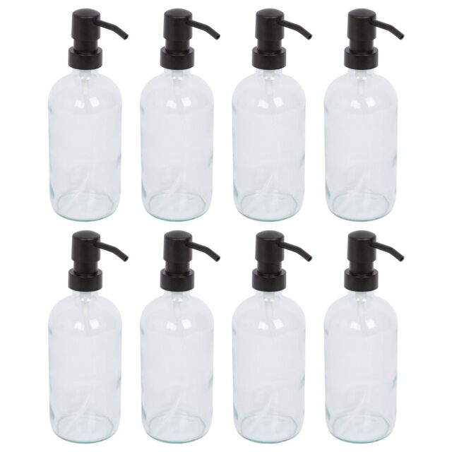 Harbour Housewares 500ml Glass Soap Dispensers - 8x Refillable Hand Wash Bottle with Pump in Clear - image 1