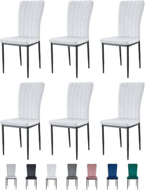 MCC Direct Set of 6 High back Dining Chairs Velvet FabricKitchen/Dining Seating - Elle By MCC in Beige