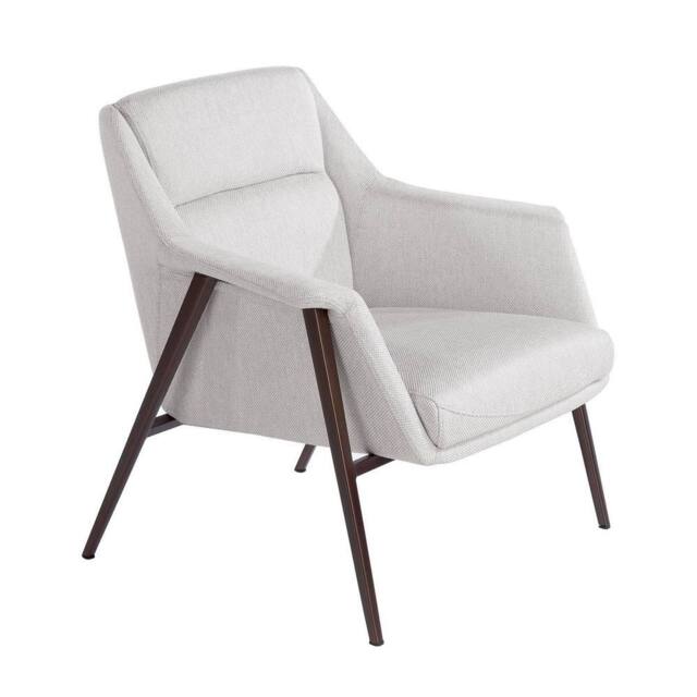 Angel Cerda White Fabric Armchair with Brown Painted Steel Legs - image 1
