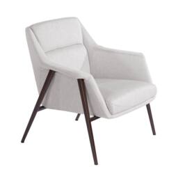 Angel Cerda White Fabric Armchair with Brown Painted Steel Legs