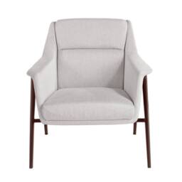 Angel Cerda White Fabric Armchair with Brown Painted Steel Legs - thumbnail 2