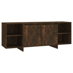 Berkfield Home TV Cabinet Smoked Oak 130x35x50 cm Engineered Wood in Brown - Size: 130 x 35 x 50 cm - thumbnail 2