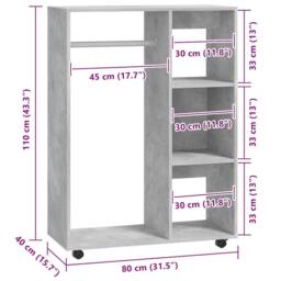 Berkfield Home Wardrobe Concrete Grey 80x40x110 cm Engineered Wood - Size: 80 x 40 x 110 cm - thumbnail 8