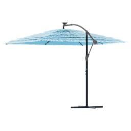 Berkfield Home Garden Parasol with Steel Pole Blue 290x290x238 cm - Size: 290 x 290 x 238 cm - thumbnail 5