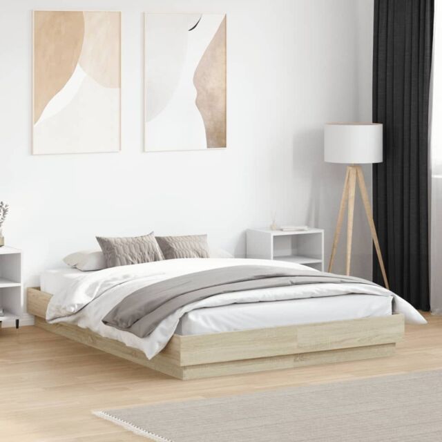 Berkfield Home Bed Frame without Mattress Sonoma Oak 140x190 cm in Brown - image 1