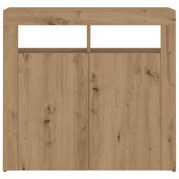Berkfield Home Sideboard with LED Lights Artisan Oak 80x35x75 cm Engineered Wood in Brown - Size: 80 x 35 x 75 cm - thumbnail 7