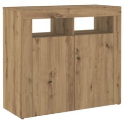 Berkfield Home Sideboard with LED Lights Artisan Oak 80x35x75 cm Engineered Wood in Brown - Size: 80 x 35 x 75 cm - thumbnail 6