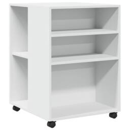 Berkfield Home Side Table with Wheels White 55x60x78 cm Engineered Wood - Size: 55 x 60 x 78 cm - thumbnail 1