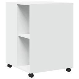 Berkfield Home Side Table with Wheels White 55x60x78 cm Engineered Wood - Size: 55 x 60 x 78 cm - thumbnail 6