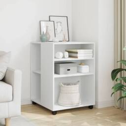 Berkfield Home Side Table with Wheels White 55x60x78 cm Engineered Wood - Size: 55 x 60 x 78 cm - thumbnail 2