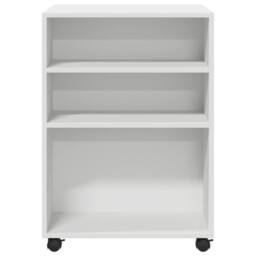 Berkfield Home Side Table with Wheels White 55x60x78 cm Engineered Wood - Size: 55 x 60 x 78 cm - thumbnail 4