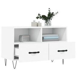 Berkfield Home TV Cabinet White 80x36x50 cm Engineered Wood - Size: 80 x 36 x 50 cm - thumbnail 4