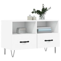 Berkfield Home TV Cabinet White 80x36x50 cm Engineered Wood - Size: 80 x 36 x 50 cm - thumbnail 3