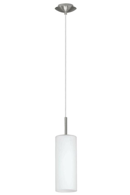 Eglo Troy 3 Satin Nickel Glass & 1 Light Ceiling Pendant in White - image 1
