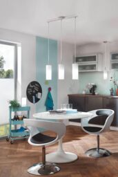 Eglo Troy 3 Satin Nickel Glass & 1 Light Ceiling Pendant in White - thumbnail 3