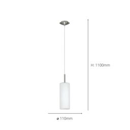 Eglo Troy 3 Satin Nickel Glass & 1 Light Ceiling Pendant in White - thumbnail 4
