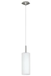Eglo Troy 3 Satin Nickel Glass & 1 Light Ceiling Pendant in White