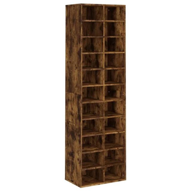 Berkfield Home Shoe Cabinet Smoked Oak 54x34x183 cm Engineered Wood in Brown - Size: 54 x 34 x 183 cm - image 1