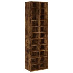 Berkfield Home Shoe Cabinet Smoked Oak 54x34x183 cm Engineered Wood in Brown - Size: 54 x 34 x 183 cm - thumbnail 1