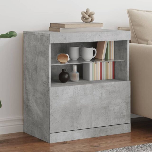 Berkfield Home Sideboard with LED Lights Concrete Grey 60x37x67 cm - Size: 60 x 37 x 67 cm - image 1