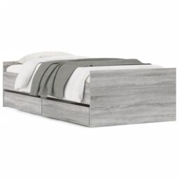 Berkfield Home Bed Frame without Mattress Grey Sonoma 75x190 cm Small Single Small Single - thumbnail 2
