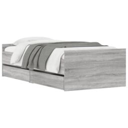 Berkfield Home Bed Frame without Mattress Grey Sonoma 75x190 cm Small Single Small Single - thumbnail 4