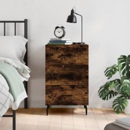 Berkfield Home Bedside Cabinet Smoked Oak 40x40x66 cm Engineered Wood in Brown - Size: 40 x 40 x 66 cm