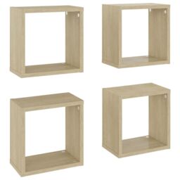Berkfield Home Wall Cube Shelves 4 pcs Sonoma Oak 26x15x26 cm in Brown - Size: 26 x 15 x 26 cm - thumbnail 2