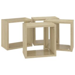 Berkfield Home Wall Cube Shelves 4 pcs Sonoma Oak 26x15x26 cm in Brown - Size: 26 x 15 x 26 cm - thumbnail 6