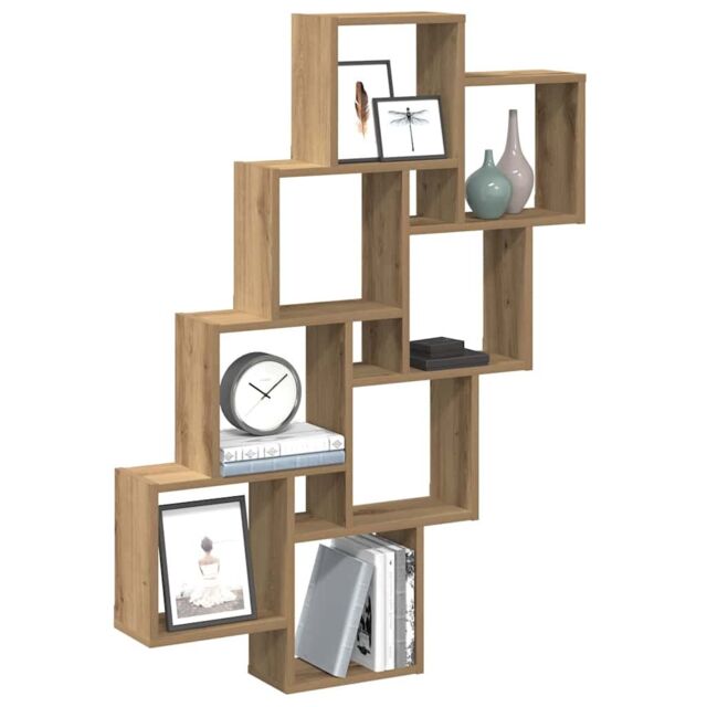 Berkfield Home Wall Cube Shelf Artisan Oak 90x15x119.5 cm Engineered Wood in Brown - image 1