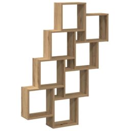 Berkfield Home Wall Cube Shelf Artisan Oak 90x15x119.5 cm Engineered Wood in Brown - thumbnail 2