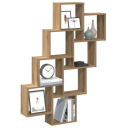 Berkfield Home Wall Cube Shelf Artisan Oak 90x15x119.5 cm Engineered Wood in Brown - thumbnail 1