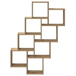 Berkfield Home Wall Cube Shelf Artisan Oak 90x15x119.5 cm Engineered Wood in Brown - thumbnail 4
