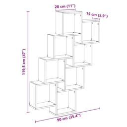 Berkfield Home Wall Cube Shelf Artisan Oak 90x15x119.5 cm Engineered Wood in Brown - thumbnail 9