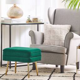 Wyld and Coco Dark Green Velvet Storage Bench - Gold Iron Legs